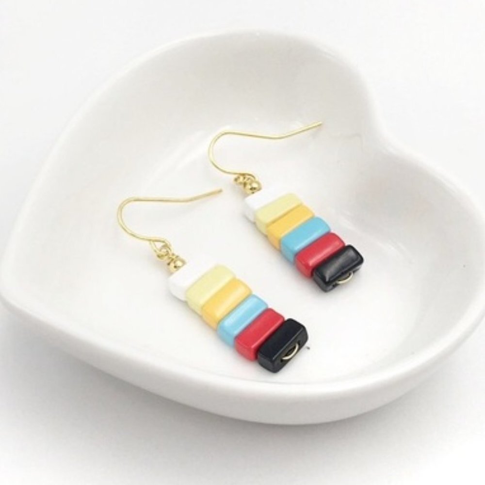 Rainbow Enamel Beads Drop Earrings